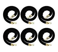 6-Pack Black S-Rope Stanchions with Polished Hooks Queue Management Barrier Rope Adjustable Size & Color Perfect for Crowd Control and Event Organization