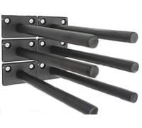 6 Pack Black Solid Steel Floating Brackets 10cm Hidden Brackets for Wooden Floating Shelves, Hidden Bracket for Blind Shelves, Screws and Wall Plugs Included
