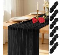 6 Pack Black Table Runner 17 x 108inch Cheesecloth Table Runner Rustic Boho Gauze Sheer Fabric Cheese Cloth Table Runners for Wedding Party Bridal Baby Shower Birthday Spring Table Decor