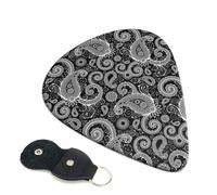 6 Pack Black White Indian Paisley Guitar Picks - 0.46 0.71 0.93 mm Includes Cool Guitar Picks Thin Medium Heavy Thickness, Electric Guitar Picks for Acoustic Guitar Bass Ukulele