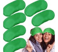 6 Pack Blindfold Eye Mask Cover Sleep Mask for Party Games Travel Sleep Team Build Party Supply with Adjustable Strap for Women Men Kids, Green
