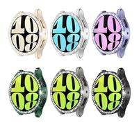6-Pack Bling Watch Screen Protector for Samsung Galaxy Watch6 44MM, Glitter Case TPU Soft Cover Full Protection with Crystal Rhinestone for Galaxy Smart Watch6 44mm (SM-R940)