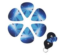 6 Pack Blue Swimming Pool Guitar Picks with Guitar Pick Holder, Personalized Celluloid Plectrums for Acoustic Guitar, Bass, Ukulele, Cool Bass Accessories Gifts for Men Women 0.71mm