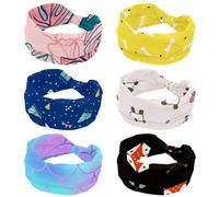 6 Pack Bone Yellow Headbands for Women, Wide Turban Headband, Non Slip Head Wraps, Elastic Sweat Yoga Workout Hairband Soft Hairwrap Bandana