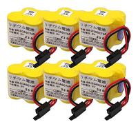 6-Pack BR-2/3AGCT4A (A98L-0031-0025) 6V PLC Lithium Battery for FANUC A98L-0031-0025 A06B-6114-K504 Control System Battery (Black Connector)