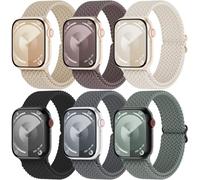 6 Pack Braided Solo Loop Bands Compatible with Apple Watch 38mm 40mm 41mm 42mm 44mm 45mm 46mm 49mm, Sport Stretch Elastics Strap Wristbands for iWatch Series 10/9/8/7/6/5/4/3/2/1 Ultra SE Women Men