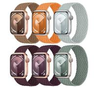 6 Pack Braided Solo Loop Compatible with Apple Watch Bands 40mm 41mm 38mm 42mm 44mm 45mm 46mm 49mm Women Men, Elastic Stretchy Nylon Solace Straps for iWatch Series 11 10 9 8 7 6 5 4 3 Ultra/SE 2