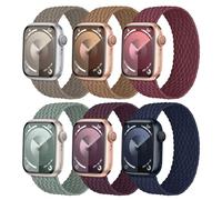 6 Pack Braided Solo Loop Compatible with Apple Watch Bands 40mm 41mm 38mm 42mm 44mm 45mm 46mm 49mm Women Men, Elastic Stretchy Nylon Solace Straps for iWatch Series 11 10 9 8 7 6 5 4 3 Ultra/SE 2