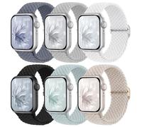 6 Pack Braided Stretchy Bands Compatible with Apple Watch Band 38mm 40mm 41mm 42mm 44mm 45mm 46mm 49mm Women Men, Adjustable Nylon Solo Loop Elastic Straps for iWatch Series 10 9 8 7 6 5 4 3 SE Ultra