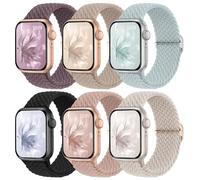 6 Pack Braided Stretchy Bands Compatible with Apple Watch Band 38mm 40mm 41mm 42mm 44mm 45mm 46mm 49mm Women Men, Adjustable Nylon Solo Loop Elastic Straps for iWatch Series 10 9 8 7 6 5 4 3 SE Ultra