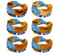 6 Pack Bright Pumpkins on White Background 2_40 Headbands for Women's Hair,Soft Elastic Bandeau Hair Bands Makeup Yoga Workout Running