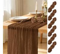 6 Pack Brown Table Runner 17 x 108inch Cheesecloth Table Runner Rustic Boho Gauze Sheer Fabric Cheese Cloth Table Runners for Wedding Party Bridal Baby Shower Birthday Spring Table Decor