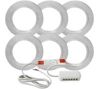6 Pack Brushed Nickel Round Flush Under Cabinet Kitchen Lights With Driver Kit - Warm White Led Lighting