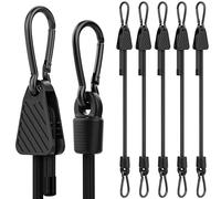 6 Pack Bungee Cords with Hooks, 24" Adjustable Bungee Corners with Carabiner, Easy Adjust 7-24 Inch, Black Elastic Straps with Heavy Duty Clips for Bike, Cargo, Tarps