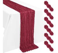 6 Pack Burgundy Cheesecloth Table Runner 55x300cm Boho Gauze Cheese Cloth Table Runners 10FT Long Rustic Fabric Table Runner for Wedding Party Bridal Baby Shower Birthday Dinner Holiday Decorations