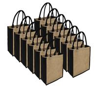 6 Pack Burlap Tote Bags, Small Beach Bags,Reusable Jute Gift with Handles,Good Load Bearing Capacity for Outdoor,Canvas Grocery Shopping Tote for DIY, Shopping, Pool, Wedding Bag(12Pcs)