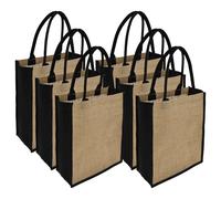 6 Pack Burlap Tote Bags, Small Beach Bags,Reusable Jute Gift with Handles,Good Load Bearing Capacity for Outdoor,Canvas Grocery Shopping Tote for DIY, Shopping, Pool, Wedding Bag(6Pcs)