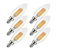 6 Pack C35 LED Light Bulbs Candelabra Light Bulbs, 6W Chandelier Bulb 60W Equivalent E12 E14 E26 E27 Base Vintage Edison Bulb C35 Bullet Top Shape Clear Glass 600 Lumens, E12-Warm White 2700K