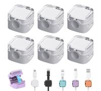6 Pack Cable Clips with Self Adhesive, Adjustable Cable Tidy, Cord Cable Management Cable Organiser Magnetic Cable Holder Wire Holder Organiser for USB, HDMI, Wall, Car, Office, Home (White)