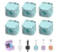 6 Pack Cable Clips with Self Adhesive, Adjustable Cable Tidy, Cord Cable Management Cable Organiser Magnetic Cable Holder Wire Holder Organiser for USB, HDMI, Wall, Car, Office, Home (Blue)