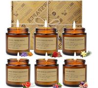 6 Pack Candles Gifts Set for Women, Home Scented Candle Amber Fig Rose Mint, Jar Candles Presents for Mom Her Woman Stress Relief, Set Birthday Weddings Present, Deep Sleep Candles