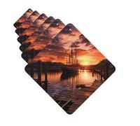 6 Pack Car Air Freshener Boat harbor in the sunset Cute Car Hanging Air Freshener for Automotive Room Decor Gift