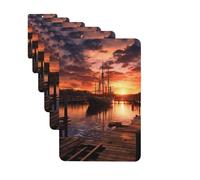6 Pack Car Air Freshener Boat harbor in the sunset Cute Car Hanging Air Freshener for Automotive Room Decor Gift