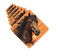 6 Pack Car Air Freshener Orange Background Horse Head Cute Car Hanging Air Freshener for Automotive Room Decor Gift