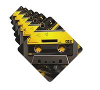 6 Pack Car Air Freshener Yellow and Black Cassette Tape Cute Car Hanging Air Freshener for Automotive Room Decor Gift