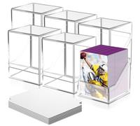6 Pack Card Deck Cases for Trading Card, Acrylic Commander Storage Boxes Holding 600+ Sleeved Cards with 6 Dividers, Clear Storage Boxes Fit for MTG TCG and Sport Cards (6 Pack)
