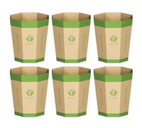 6-Pack Cardboard Waste Paper Bin - Foldable, Recyclable, Plastic-Free & Reusable Trash Can - Small Rubbish Bin - Waste Basket Perfect for Office, Bedrooms, Home, Events & Outdoor Activities (8L)