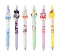 6 Pack Cartoon Gel Pens, Cute Kawaii Anime Stationery, 0.5mm Black Ink Smooth Writing Pens, School and Office Stationery Supplies, Kids Party Bags Gift Set for Kids Teens