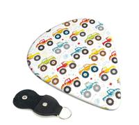 6 Pack Cartoon Monster Trucks Guitar Picks, Bass Electric Acoustic Guitar Ukulele Accessories, Heavy Guitar Picks Plectrums with Organizer Bag