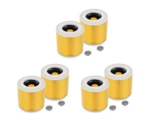 6-Pack Cartridge Filter for Krcher WD1 WD2 WD3 WD3P MV2 MV3 Vacuum Cleaners Yellow