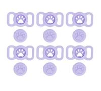 6 Pack Case for Pet Collar, Soft Silicone Protective Holder Anti Lost Tracker Cover for Dog Cat Collar Strap, Compatible with 1st 2nd Generation, Whi (Violet)