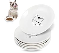 6 Pack Cat Food Bowl, Ceramic Cat Bowls, Anti Whisker Fatigue Cats Bowl Set,5.5 Inches Shallow Wide Kitten Plates for Food and Water