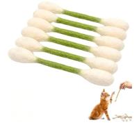 6-Pack Catnip Cotton Swab Teaser Wand, Durable Fun Toy to Stimulate Your Cat's Energy | Infused with Organic Catnip for Digestion and Anxiety Relief for Cat Lovers (green)