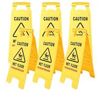 6 Pack Caution Wet Floor Sign 26" High (When Open), Bright Yellow Foldable Sturdy Bilingual Cuidado Piso Mojado Double-Sided A-Shaped Safety Warning Sign for Indoor and Outdoor Commercial Use