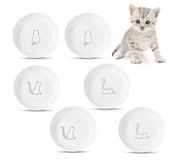 6 Pack Ceramic Cat Bowls with Non-Slip Silicone Base, 15cm Wide Whisker Friendly Dwarf Cats Kittens Food Bowl, Flat Design Fatigue Pet Dog Feeding Plates Shallow Kitten Water Dishes for Wet Dry Food
