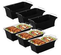6 Pack Chafer Wind Guard, Chafer Stand Cover Windproof, Heat Retaining Chafing Dish Covers for Buffet, Machine Washable Fabric for Indoor & Outdoor Events, Wedding, Party, Camping (6, Black)