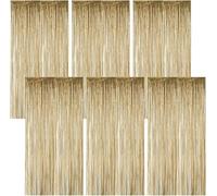 6 Pack Champagne Gold Metallic Tinsel Foil Fringe Curtains, 1 m x 20 m Champagne Gold Foil Curtain Backdrop, Tinsel Backdrop Streamers, for Birthday Engagement Weddings Parties Holiday Decoration