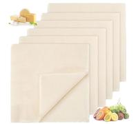 6 Pack Cheese Cloths for Straining, Reusable Muslin Cloths, 50x50cm Cotton Cloth Food Strainer, Soft Square Unbleached Weave Fabric Filter Bag for Filtering Juice Cheese Tea Coffee, Cooking, Baking