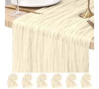 6 Pack Cheesecloth Table Runner Ivory 17.7 x 108 inch Rustic Boho Gauze Fabric Table Runner Romantic Long Cheesecloth Table Runner for Wedding, Festival, Anniversary, Dinner and Outdoor Events