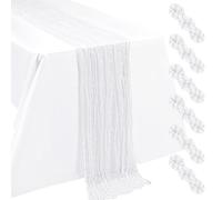6 Pack Cheesecloth Table Runner White 55x300cm Boho Gauze Cheese Cloth Table Runners 10FT Long Rustic Fabric Table Runner for Wedding Party Bridal Baby Shower Birthday Dinner Holiday Decorations