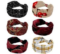 6 Pack Cherry Fruit and Red Berry Branch Headbands for Women, Fashionable Sport Hairband, Wide Headband Non Slip Workout Yoga Sport Hairband