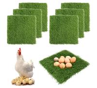 6 Pack Chicken Nesting Pads, 12x12 Inch Artificial Grass Mat for Chicken Coop, Washable Reusable Pet Garden with Rubber Backing for Egg Protection - Indoor/Outdoor Use