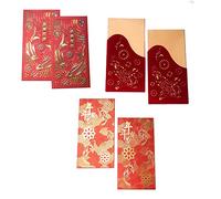 6-Pack Chinese Lunar New Year Lucky Vietnamese Li Xi Money Metallic Velvet Gold Foil Laser Cut Koi Fish Goldfish Red Envelope for Wedding Birthday Baby Shower Graduation
