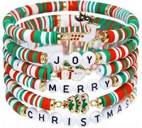 6 Pack Christmas Bracelets: Joy & Merry Candy-Style Stacks for Women & Teens - Perfect Christmas Gifts - Age 3 to Adult (Style Two)