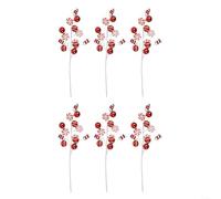 6 Pack Christmas Candy Bar and Ball Picks, for Red and White Iron Plastic Fabric Decorative Stems for Holiday Tree Mantel Staircase Party Display 22 Inch