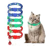 6 Pack Christmas Cat Collar with Bell,Adjustable Christmas Kitten Collars,Quick Release Safety Buckle Pet Collar 18-30 cm,Snowflake Kitten Collar,Cat for Cats,Kitten,Puppy Red Green B